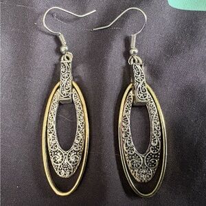 Elegant Silver and Gold Dangle Earrings